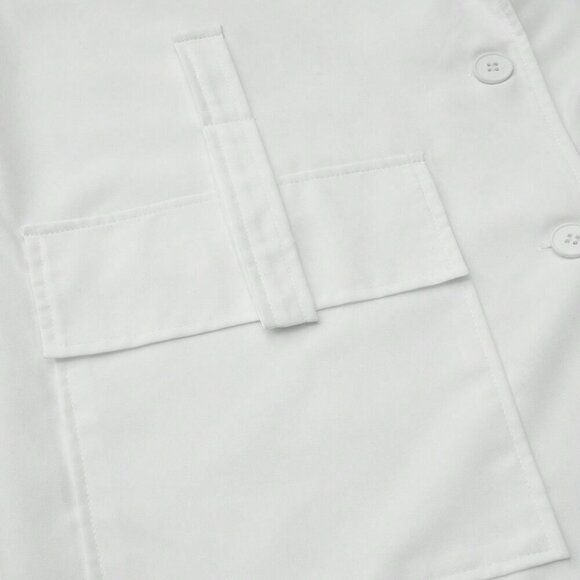 White Casual Women's Lapel Single-Breasted Utility Pocket Regular Jacket - Picture 3 of 5